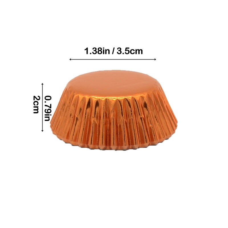 Mombake Mini Orange Foil Cupcake Liners Muffin Baking Cups for Party and More, 300-Count - Image 5